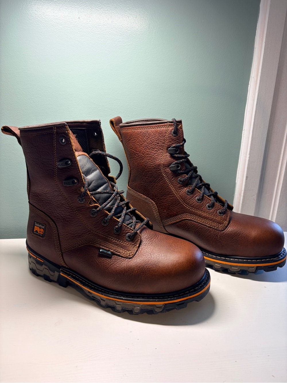 Timberland PRO Brown Leather Men's Work Boots composite toe waterproof